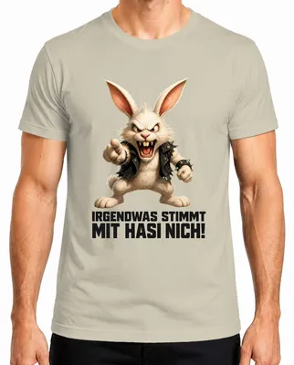 Immagine prodotto di C'è qualcosa che non va a Hasi. Maglietta da uomo con scritta "Hase arrabbiato", sarcasmo, taglia XXL, tema: natura