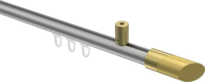Produktbild von Interdeco Innenlaufstange / Gardinenstange mit Innenlauf Silbergrau / Messing-Optik, Typ Sonius Verano (Schräge Bicolor) Deckenmontage, 20 mm Ø 1-läufig, 120 cm