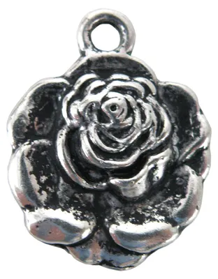Produktbild von 10 Charm Anhänger Rosenblüte, 17 x 22 mm, antiksilber