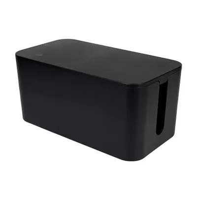 Produktbild von Kabelbox schwarz Kunststoff – Kabelaufbewahrung & Kabelführung für Steckdosen und Kabel mit Deckel