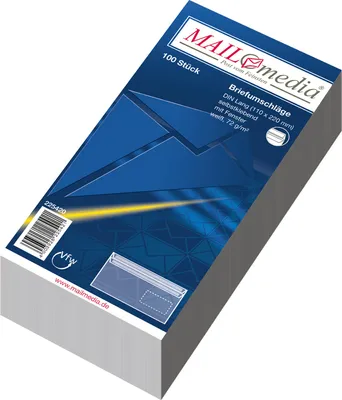 Image de mayer-network 30002389 Enveloppes DIN long (220x110 mm), avec fenêtre, autocollantes, 72 g/qm, 100 pièces