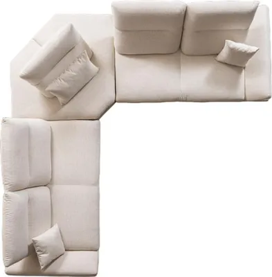 Produktbild von Sofa Couch Polsterung L-Form Wohnzimmer Design Ecke Textil Weiß Luxus Couchen