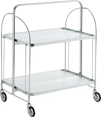 Produktbild von Servierwagen aus Edelstahl mit 2 Glasablagen, 68 × 40 × 80 cm, klappbarer Küchenwagen mit Rollen für Gastronomie, Restaurant und Hotel