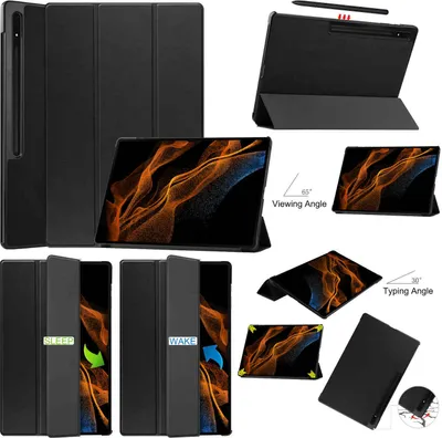 Immagine prodotto di Per Samsung Galaxy Tab S8 Ultra 3folt Wake UP Smart Cover Custodia per Tablet Nero