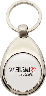Produktbild von Huuraa Schlüsselanhänger Saalfeld Saale verliebt Metall Schlüsselring Einkaufswagenchip Geschenkidee