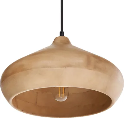 Produktbild von BELIANI Hängelampe Hellbraun aus Holz Rundes Design Modern Boho Stil Hängeleuchte Pendelleuchte Esszimmerlampe Esstischlampe Wohnzimmerlampe