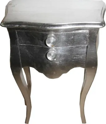 Produktbild von Casa Padrino Barock Kommode Silber 72 x 50 x 30 cm - Nachtschränkchen im Antik Stil
