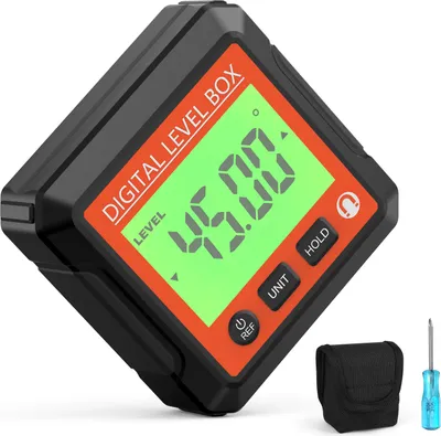 Image de inclinomètre numérique 3 en 1 avec aimant - rapporteur, niveau à bulle et inclinomètre avec écran LCD, plage de mesure 4×90°, 4 unités commutables