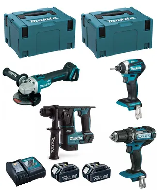 Produktbild von MAKITA Kit 18V MSL4P2 (DHR171 + DGA504 + DDF482 + DTD154 + 2 x 5,0 Ah + DC18RC + 2 x MAKPAC 3)