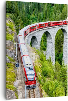 Produktbild von Bild auf Leinwand - Leinwandbild - Einteilig - Viadukt Landwasser Zug - 50x70cm - Wand Bild - Wanddeko - Wandbilder - Leinwanddruck - Wanddekoration - Leinwand bilder - Wandbild - PA50x70-4605