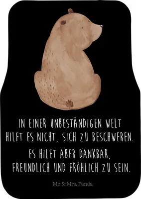 Produktbild von Mr. & Mrs. Panda Autoteppich Bär Schulterblick - Schwarz - Geschenk, Selbstachtung, Bären, Teddybär, Weisheit, Auto Fußmatte, Auto-Fußmatte, Fürs, Motivation, Automatte