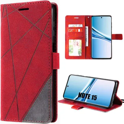 Image de Coque pour Xiaomi Redmi Note 15 5G/4G, Protection 360 Degré CuirPolyuréthaneMotif Rayures - Rouge