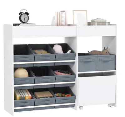 Produktbild von Kinder-Aufbewahrungsregal, Spielzeugschrank für Kinder mit 11 Stoffboxen, Spielzeugaufbewahrung