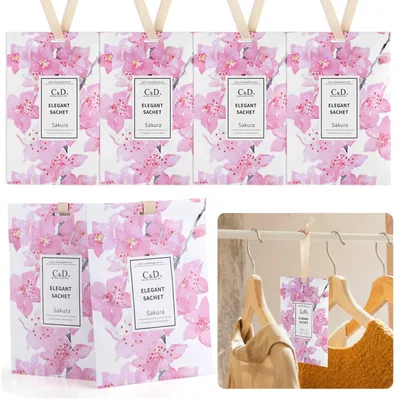 Imagen del producto de Bolsitas de aromaterapia con aroma a flor de cerezo, 6 unidades, cada una de 20 g, para armarios