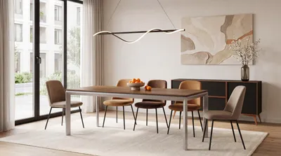 Produktbild von Rechteckiger Esstisch Ausziehbar – Minimalistischer Esszimmertisch mit Schwarzen Metallbeinen – 180 x 90 cm – Verlängerbar bis 270 cm – Eiche Braun Rustikal