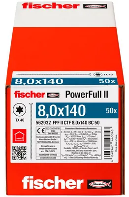 Produktbild von Fischer 562932, Schraube, Verzinkter Stahl, Holz, Zink, Vollgewinde, Senkkopf