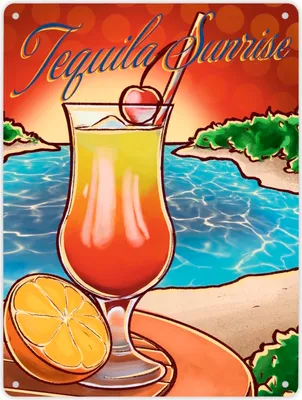Produktbild von Tequila Sunrise Metallschild XL in 21x28 cm - The Cocktail Series - Retro Motiv