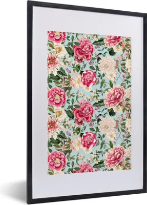 Produktbild von MuchoWow® MuchoWow® Gerahmtes Poster Blumen - Farben - Muster 40x60 cm - Poster mit zchwarzem Bilderrahmen - Poster in Rahmen