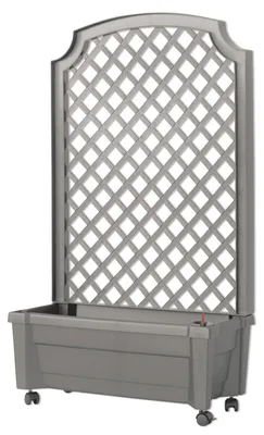 Produktbild von Pflanzkasten NYVIGreen 79x35x134 cm 42 Liter mit Bewässerungssystem & Spalier - Pflanzkübel aus wetterfestem & recyceltem Kunststoff, Farbe:Grau