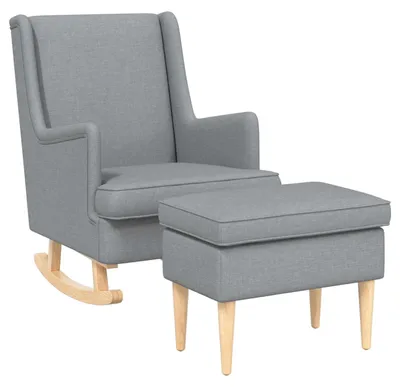 Image de vidaXL : 2 fauteuils avec repose-pieds, tissu gris clair
