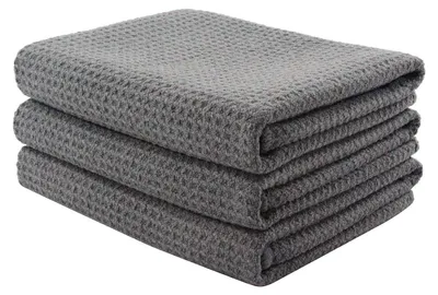 Produktbild von 3 Stück Mikrofasertücher, super saugfähig, schnelltrocknend, Baumwolle/Polyester, grau, 40 cm x 60 cm