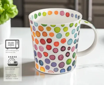 Produktbild von DUNOON XXL Becher Benmore Hot Spots 750 ml Bone China Jumbo Kaffeetasse Teetasse