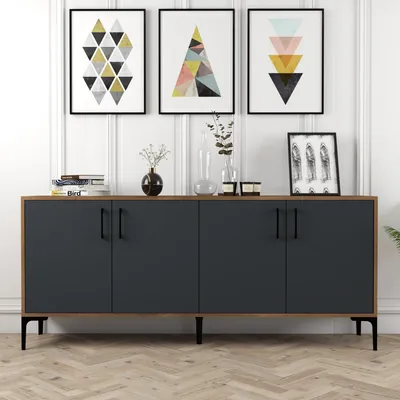 Obrázek produktu pro Skye Decor, Kiev- Kiev HCT, barva ořech, antracit, komoda, 78x180x35 cm, 100% melaminovaná dřevotříska