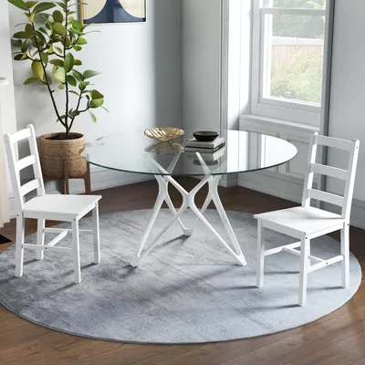 Imagen del producto de Sillas de comedor Sweiko, juego de 2, de madera, para cocina, con respaldo de listones, antideslizantes, 41,5 x 46 x 90 cm, color blanco