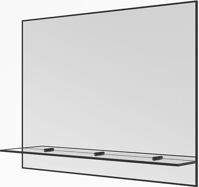 Produktbild von Badezimmerspiegel mit Ablage Wandspiegel schwarz rechteckig 80x60 cm Aluminiumrahmen