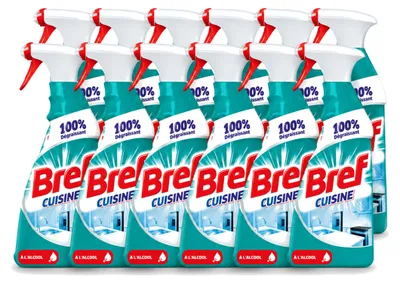 Produktbild von 12 x Bref Küchen-Reinigungsspray - Fettlöser mit Alkohol - 750 ml - Vorteilspackung - 12 Stücke