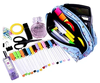 Produktbild von Einhorn Federmäppchen Federtasche Große Kapazität Bleistiftbeutel Doppelreißverschlüsse Einhorn Bleistiftbeutel für Mädchen Jungen und Erwachsene
