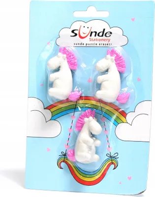 Image de Set de 3 gommes licorne - Fournitures scolaires - Gommes amusantes pour enfants