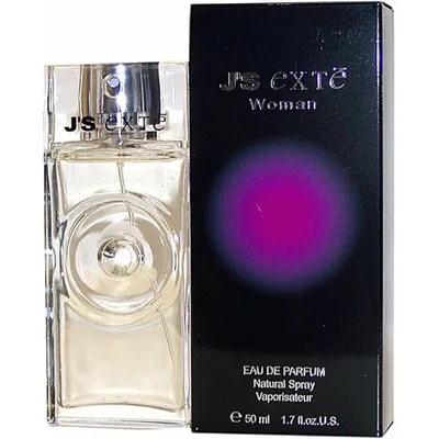 A bottle of J's Exte Woman Eau de Parfum and its packaging are displayed against a white background.