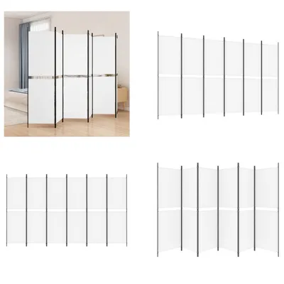 Produktbild von vidaXL 6 tlg. Paravent Weiß 300x180 cm Stoff - Raumteiler - Paravent - Raumtrenner - Trennwand