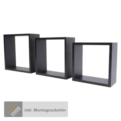 Imagen del producto de Juego de estanterías cuadradas de madera en color wengué