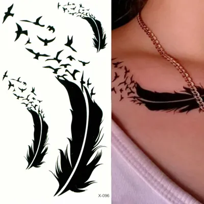 Produktbild von Temporäres Tattoo Feder Vogel Körperkunst