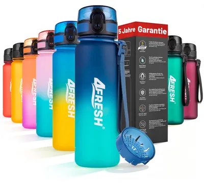 Produktbild von 4FRESH Trinkflasche 500 ml aus Tritan – BPA-freie Wasserflasche mit Sieb, auslaufsicher, Sportflasche klein für Fitness, Schule & Alltag