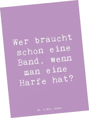 Produktbild von Mr. & Mrs. Panda Postkarte Spruch Harfenzauber - Lavendeltraum - Geschenk, himmlisch, Harfenspieler, Grußkarte, Postkarten, Elegant, einzelkarte, Band, Instrument, Klang