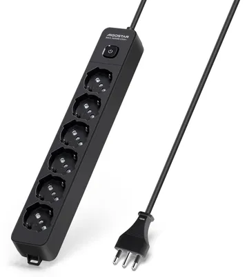 Immagine prodotto di Ciabatta multipresa Aigostar, 6 prese, con interruttore, 250 V/3680 W, cavo da 1,5 metri. Colore: nero