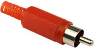 Produktbild von Cinchstecker, Kunststoff, rot, mit Knickschutz