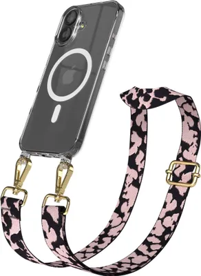 Produktbild von EAZY CASE - Handykette mit MagSafe Hülle für Apple iPhone 17, Handyband Camouflage Style, Karabiner Gold, Umhängeband in Rosa