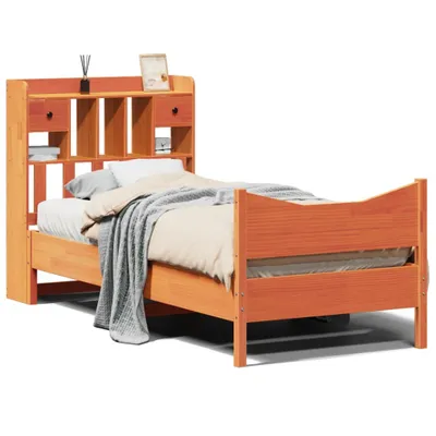Produktbild von vidaXL Massivholzbett ohne Matratze Wachsbraun 75x190 cm Kiefernholz