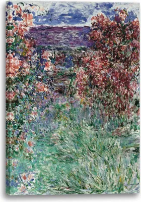 Produktbild von Leinwandbild (70x100cm): Claude Monet - Das Haus in den Rosen, echter Holz-Keilrahmen inkl. Aufhänger, handgefertigt in Deutschland