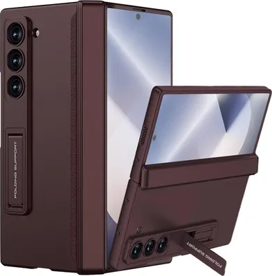 Obrázek produktu pro Pouzdro na Samsung Galaxy Z Fold 6, Magnetické ochranou pantu, All-Inclusive kryt s ochranou displeje a stojánkem červené