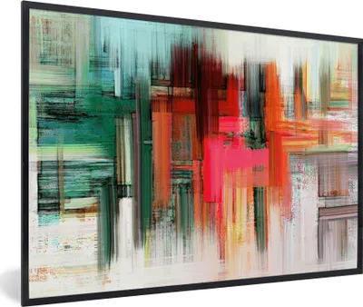 Produktbild von MuchoWow® Gerahmtes Poster Ölgemälde - Abstrakt 90x60 cm - Poster mit Schwarzem Bilderrahmen Wandposter Rahmen Foto Bilder - Fotorahmen - Foto-Plakat