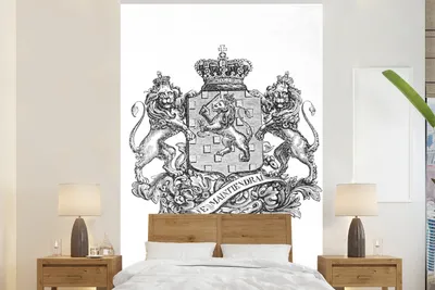 Produktbild von Fotobehang mit Wappenmotiv - Schwarz-Weiß - 155 x 240 cm