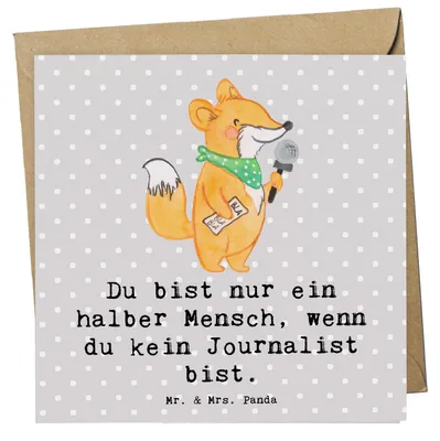 Produktbild von Mr. & Mrs. Panda Grußkarte Journalist Herz - Grau Pastell - Geschenk, Lustig, Spruch, Klappkarte, doppelkarte, Ausbildung, anlasskarte, faltkarte, Glückwunschkarte