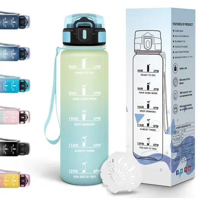 Produktbild von Trinkflasche 0.5l Auslaufsicher für Kohlensäure, Sportflasche mit Zeitstempel