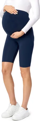 Image de Be Mammy : leggings de grossesse courts en viscose BE-04 (bleu marine, XS)