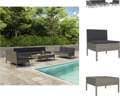 Produktbild von vidaXL 10-tlg. Garten-Lounge-Set mit Auflagen Poly Rattan Grau -  Gartenmöbel-Sets